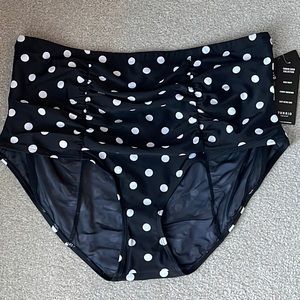 NWT High Waist Black & White Polka Dot Swim Bottom